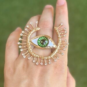 Evil Eye Ring with green eye Surrealism